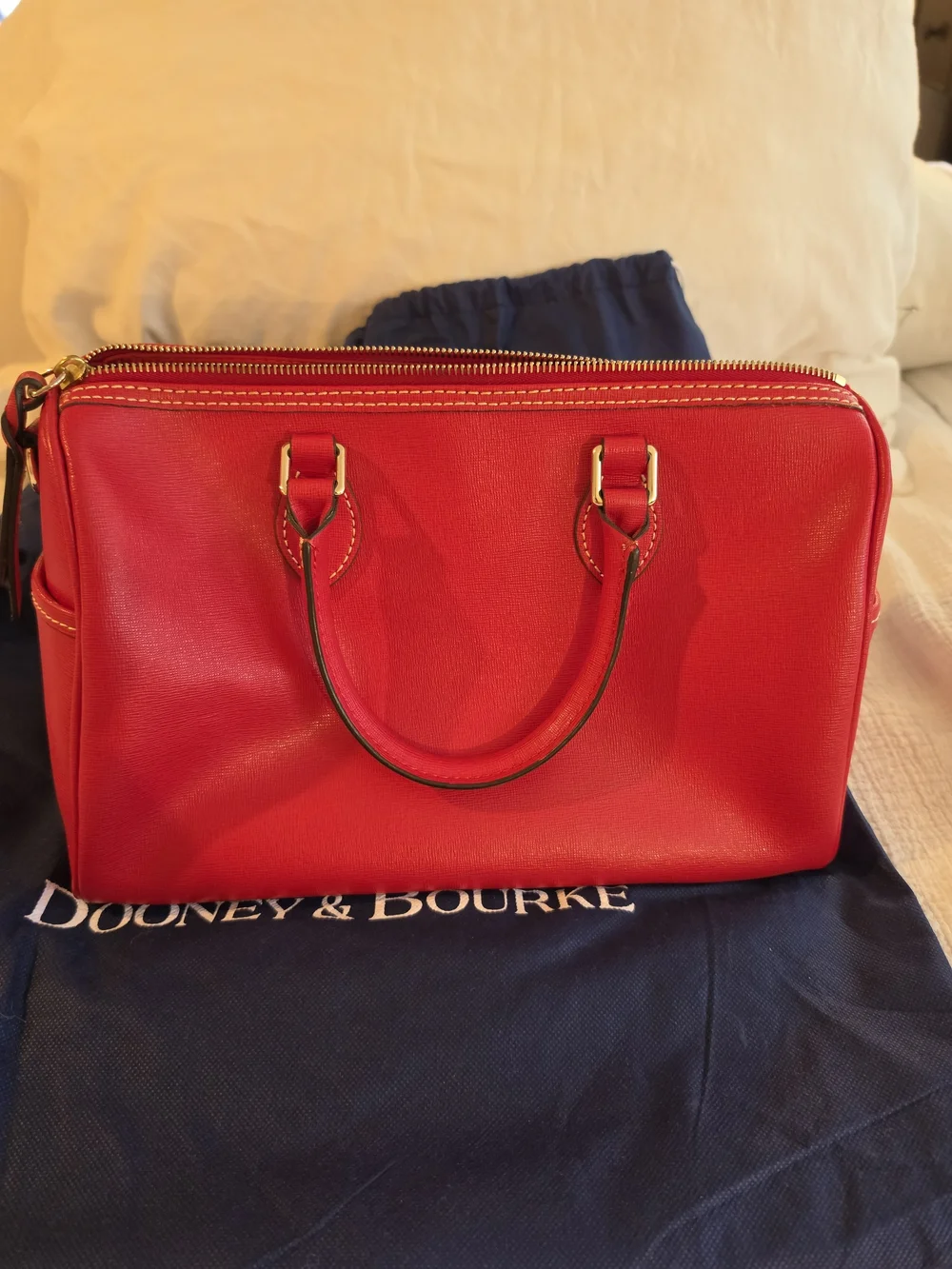 Dooney & Bourke Red Leather Satchel with Shoulder Strap
